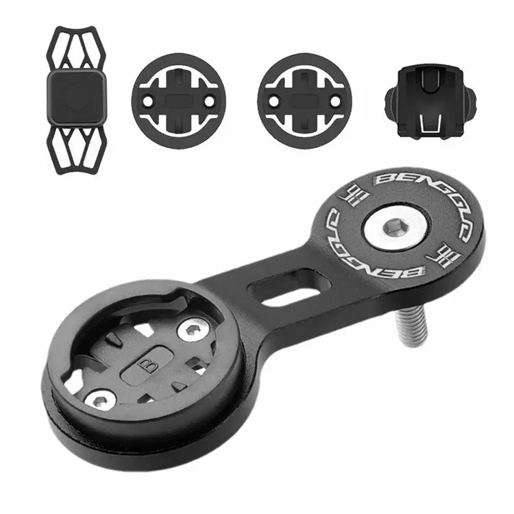 BENGGUO BG-2118 Bicycle Computer Supporto in Lega di Alluminio con Supporto per Telefono in Silicone - Nero