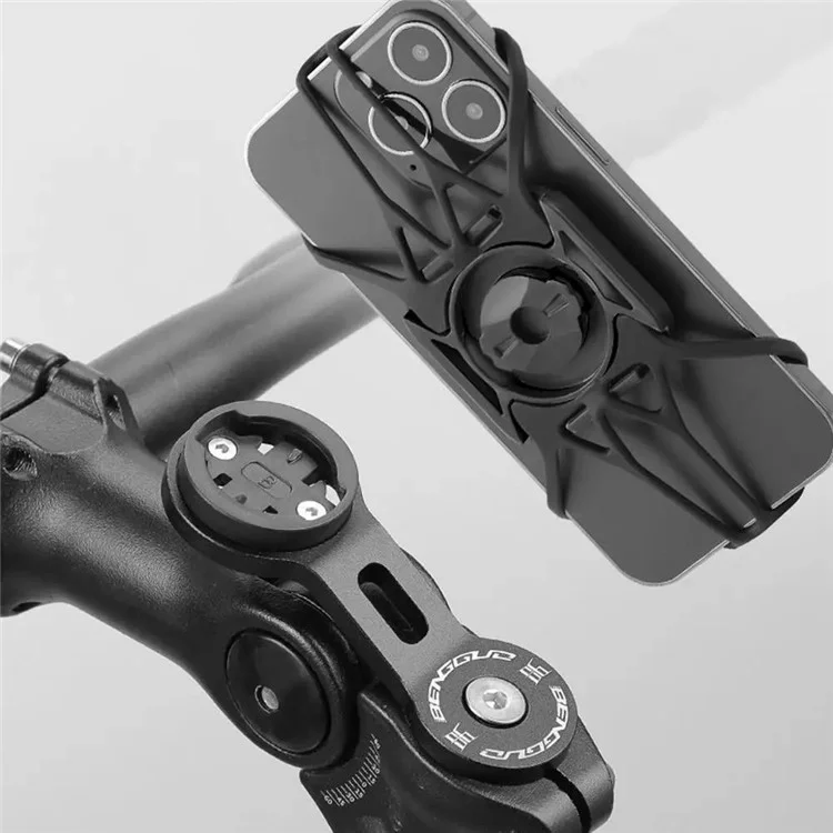 BENGGUO BG-2118 Bicycle Computer Supporto in Lega di Alluminio con Supporto per Telefono in Silicone - Nero