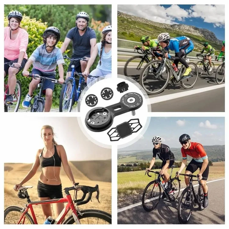 BENGGUO BG-2118 Bicycle Computer Supporto in Lega di Alluminio con Supporto per Telefono in Silicone - Nero