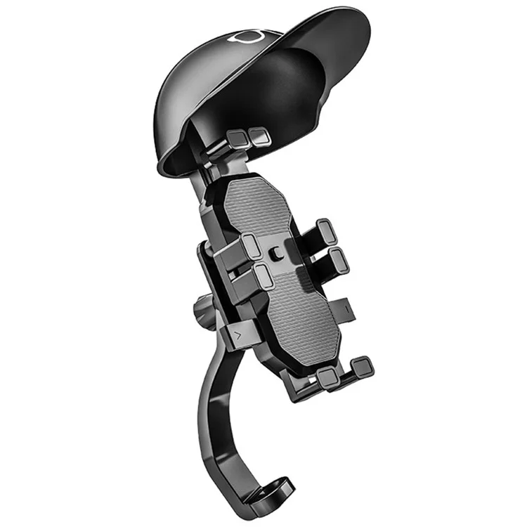 HL-M28 Nylon+ABS Motorcycle Phone Mount Holder Cell Phone Bike Holder with Helmet Shaped Sun Visor - For Rearview Mirror