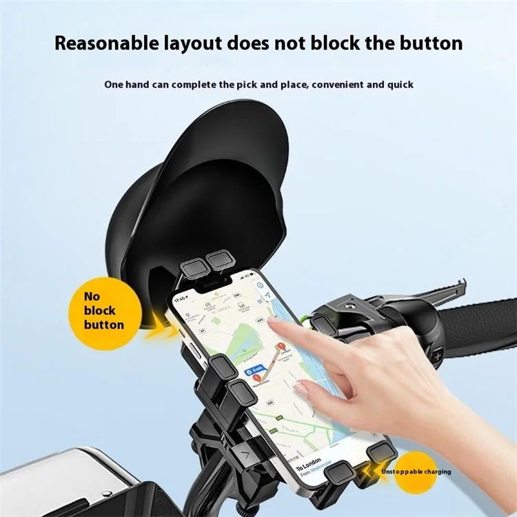 HL-M28 Nylon+ABS Motorcycle Phone Mount Holder Cell Phone Bike Holder with Helmet Shaped Sun Visor - For Rearview Mirror