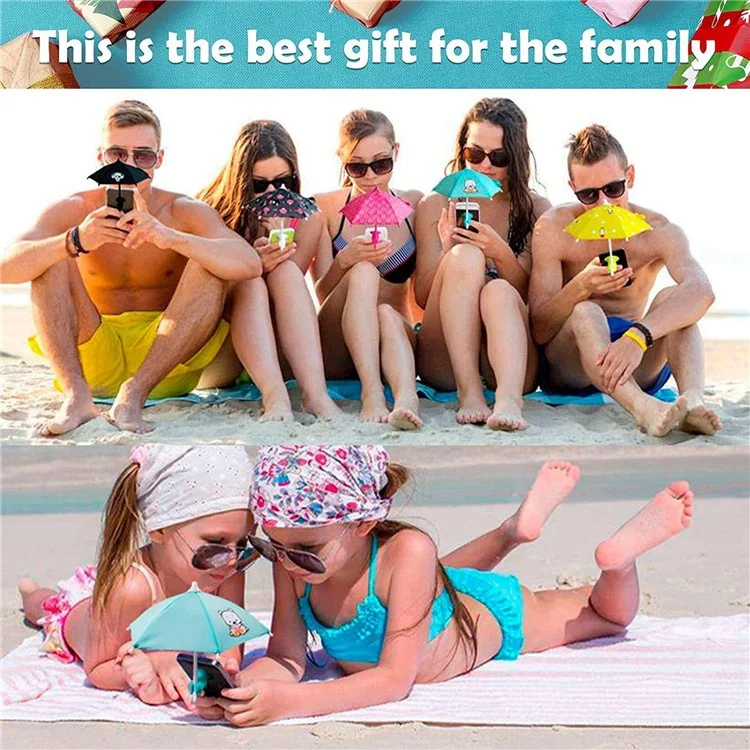 Ry-331 Outdoor Cute Phone Mobile Mini Ombrello Sun Shade Cover Con Supporto Per la Mano di Aspirazione - Lago Blu / Orso