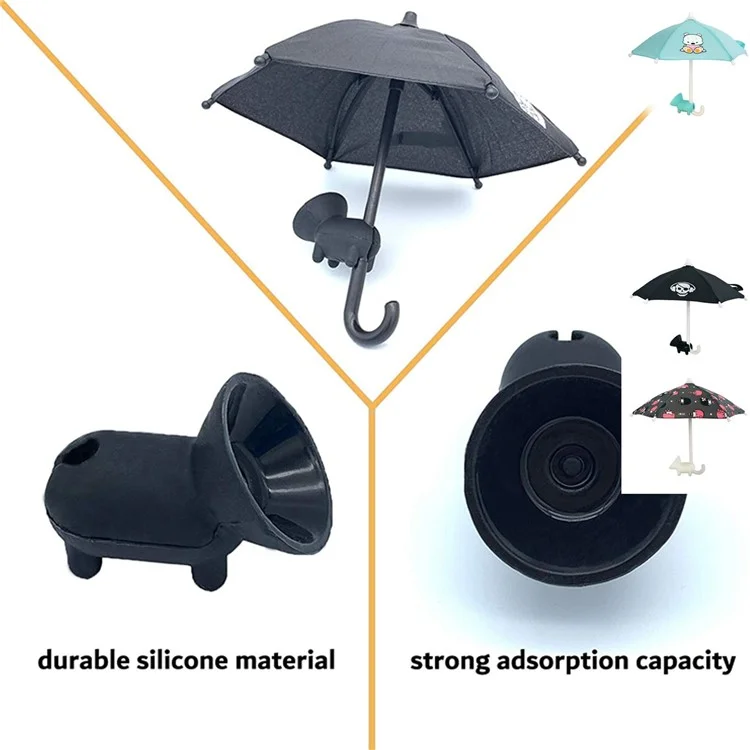 Ry-331 Outdoor Cute Phone Mobile Mini Ombrello Sun Shade Cover Con Supporto Per la Mano di Aspirazione - Lago Blu / Orso