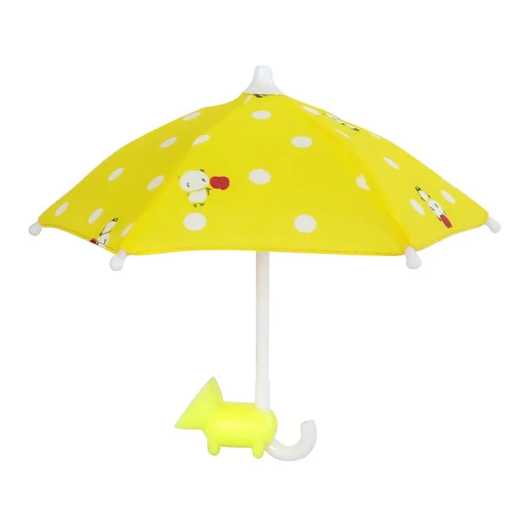 RY-331 Outdoor Cute Mobile Phone Mini Umbrella Sun Shade Cover with Suction Cup Stand - Yellow / Bear