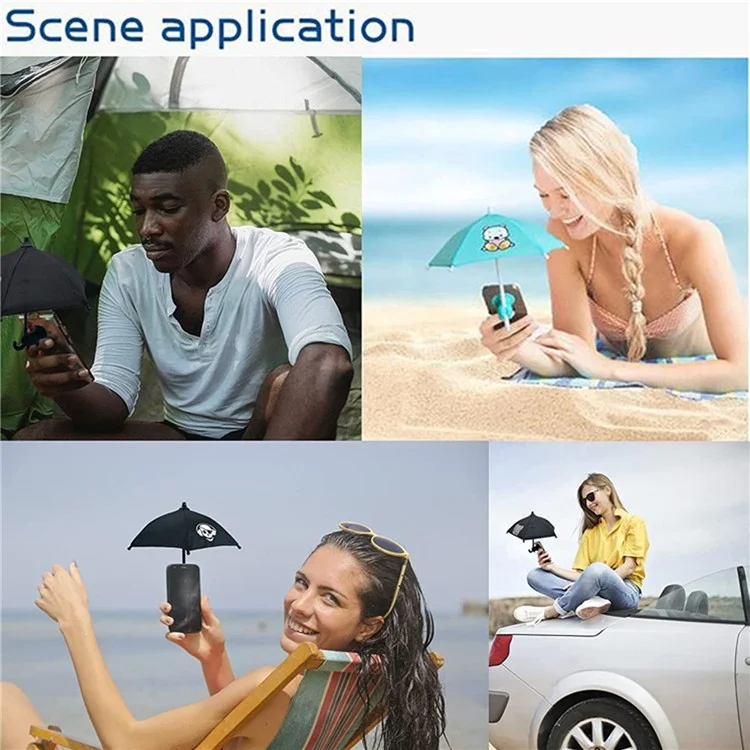 RY-331 Outdoor Cute Mobile Phone Mini Umbrella Sun Shade Cover with Suction Cup Stand - Yellow / Bear