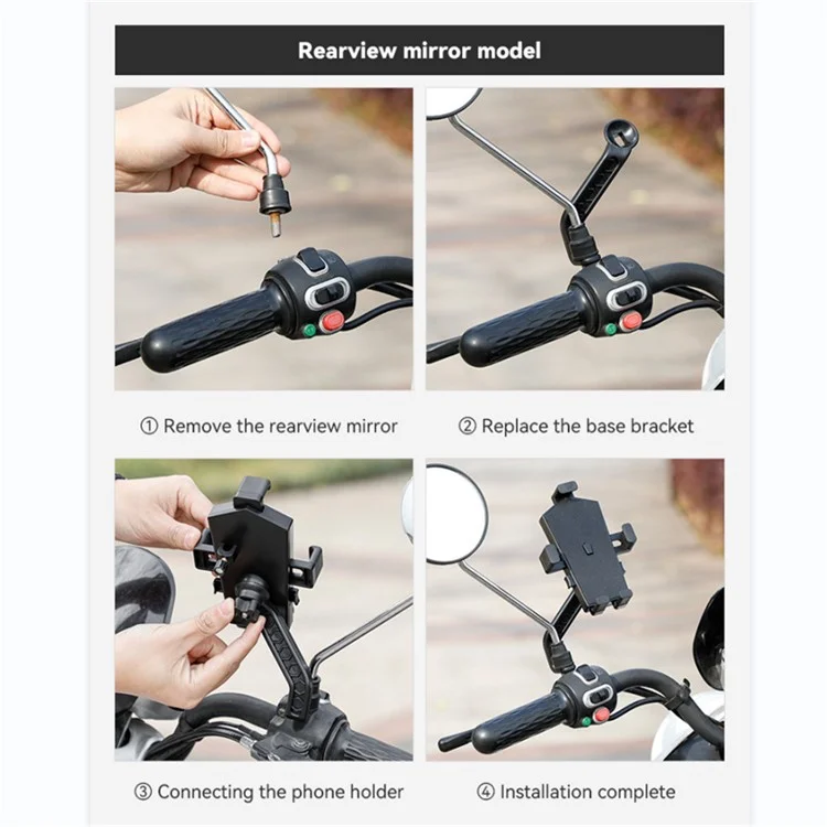 Bengguo BG-1111 Support de Téléphone de Téléphone Rotary Electric Bike Phone Stand Pour un Téléphone de 4 à 7 Pouces - Vélo / Noir