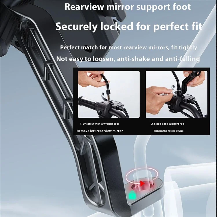 Motocicleta Dudao F7C Phone Mount One Operation Phone Ocorrente Por 4,7-7,2 Polegadas Telefone - Espelho da Vista Traseira