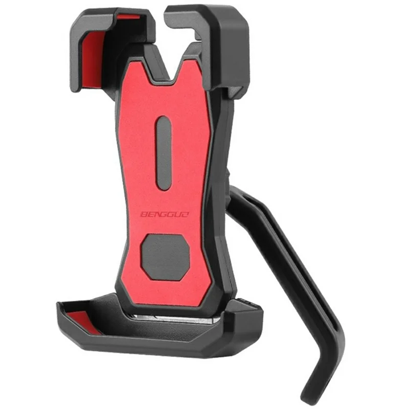 BENGGUO BG-1115 Motorcycle Rearview Mirror One-Click Lock Rotatable Phone Holder - Red