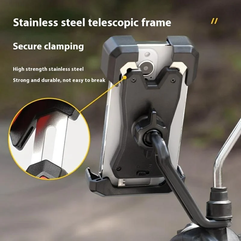 BENGGUO BG-1115 Motorcycle Rearview Mirror One-Click Lock Rotatable Phone Holder - Red