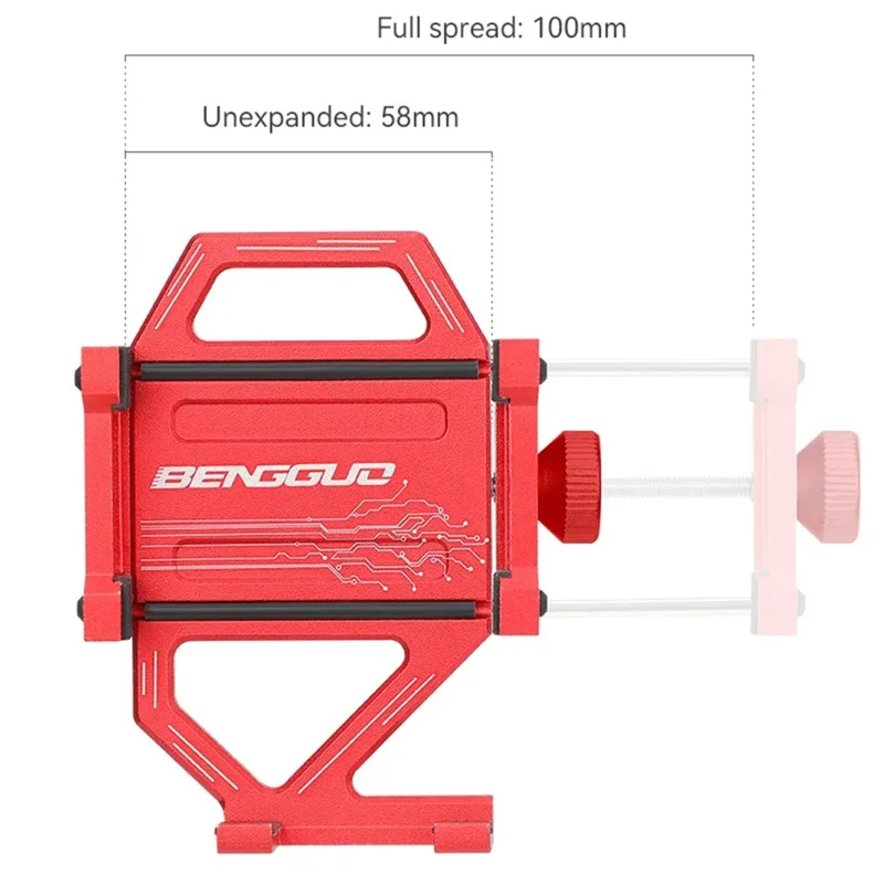 Soporte para teléfono de bicicleta de montaña BG-2968 E-Bike de BENGGUO, de aleación de aluminio - Rojo