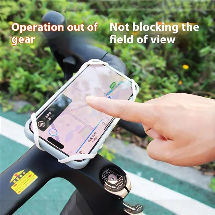 08CN0137 Anti Slip Bicycle Phone Mount Shock Absorbing Silicone Road Bike Cellphone Holder Strap - Black