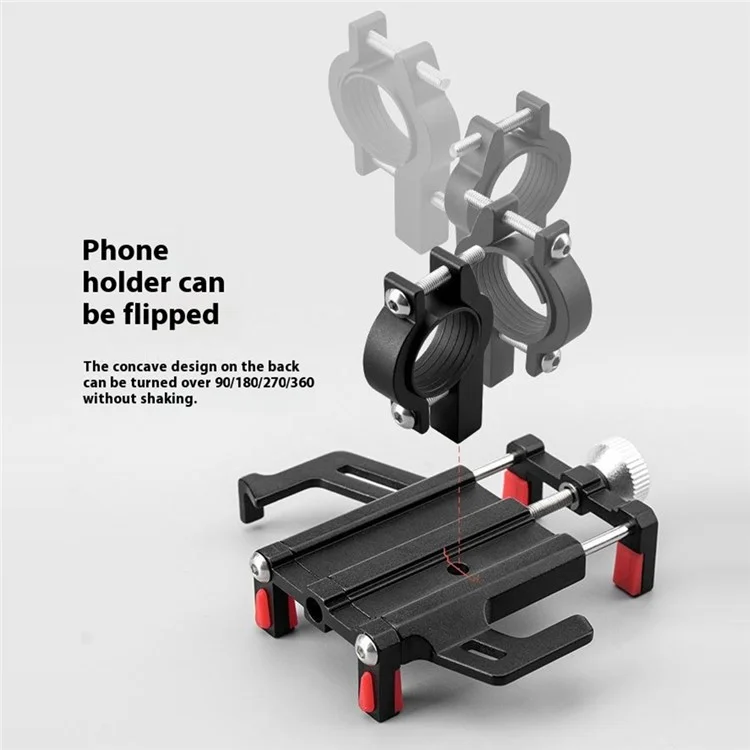 ASRQGOAL ASJZJ01 Aluminum Alloy Bicycle Phone Mount Cellphone Holder Bracket for Motorcycle Electric Scooter - Black