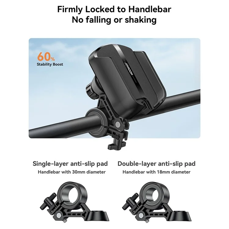 JOYROOM JR-ZS431 Bicycle Handlebar Phone Holder 360 Degree Rotation Cellphone Bracket - Black