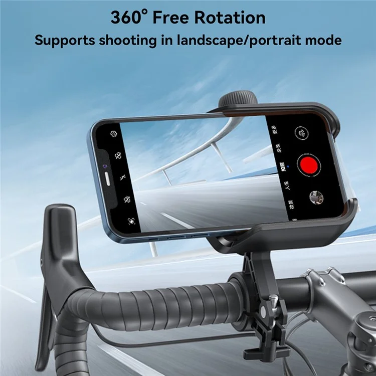 JOYROOM JR-ZS431 Bicycle Handlebar Phone Holder 360 Degree Rotation Cellphone Bracket - Black