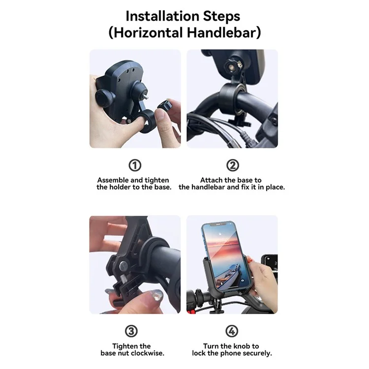 JOYROOM JR-ZS431 Bicycle Handlebar Phone Holder 360 Degree Rotation Cellphone Bracket - Black