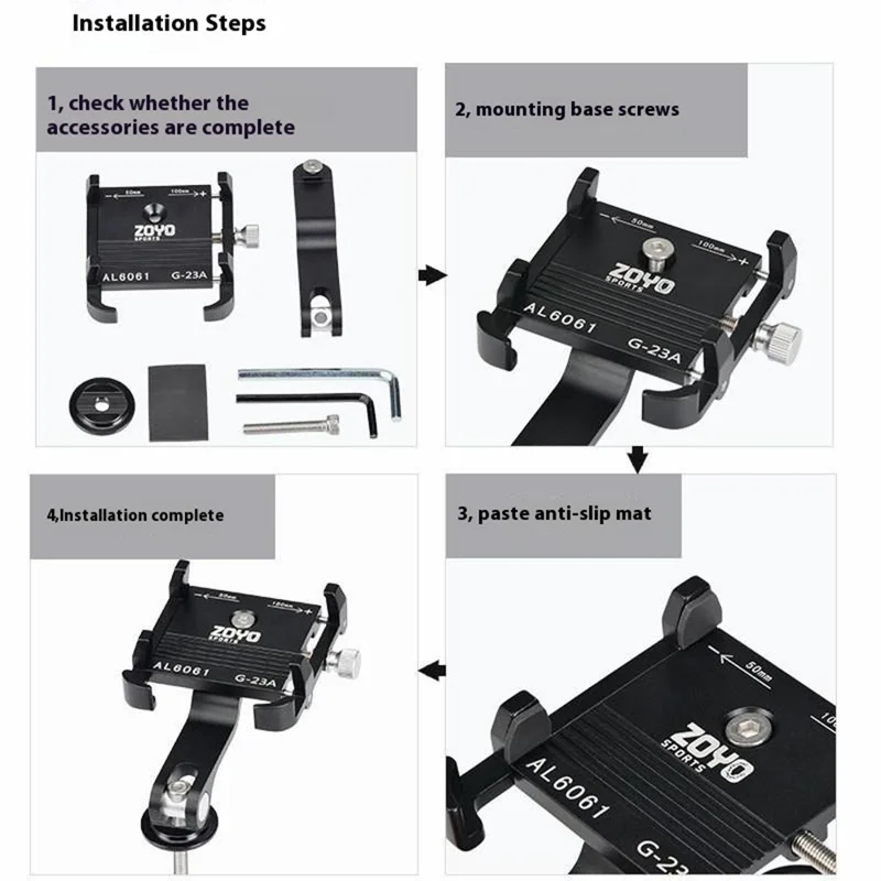ZOYOSPORTS ZY-G23A Supporto per telefono da bicicletta da montagna Supporto per telefono da motocicletta e bicicletta elettrica in lega di alluminio rotante