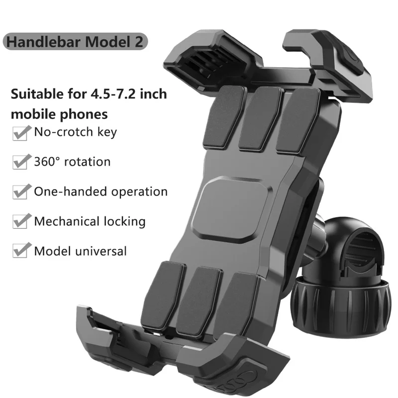 QX-25A Bicycle Handlebar Phone Mount 360 Degree Rotation Shockproof Navigation Holder for Motorcycle - Black