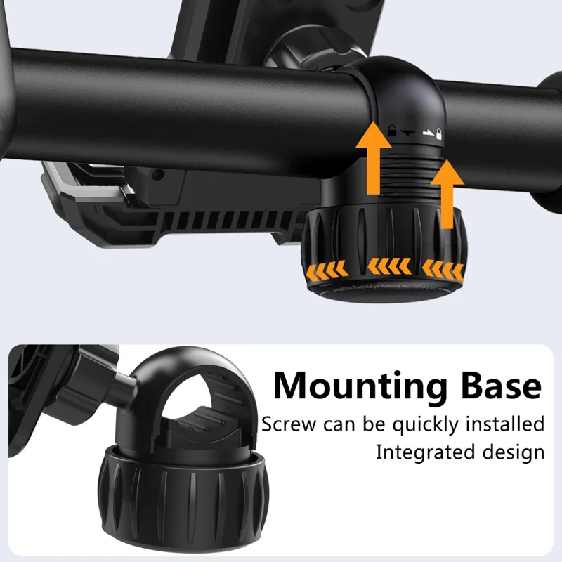 QX-25A Bicycle Handlebar Phone Mount 360 Degree Rotation Shockproof Navigation Holder for Motorcycle - Black