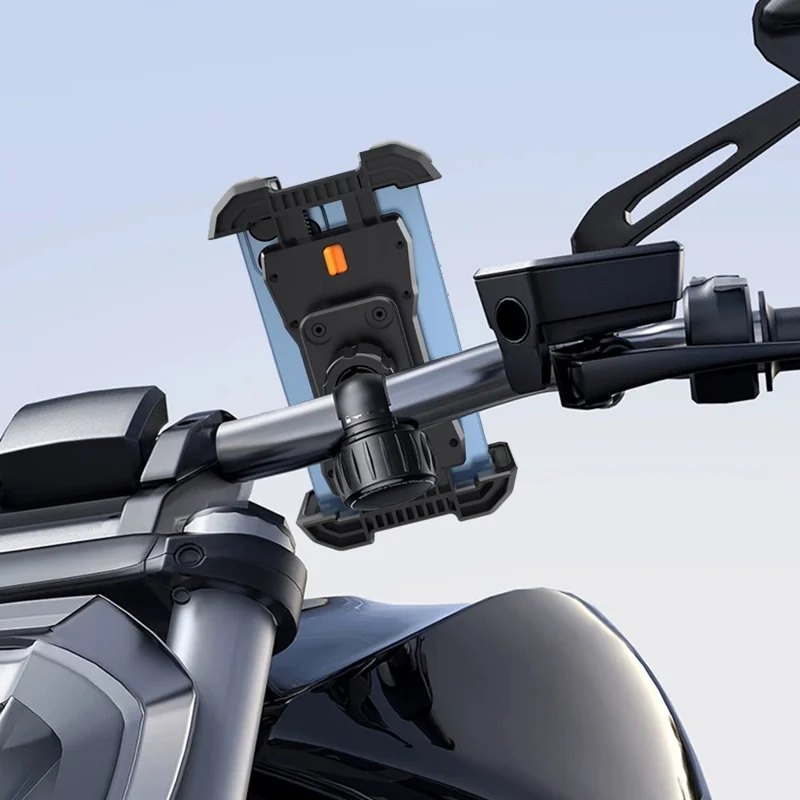 QX-25A Bicycle Handlebar Phone Mount 360 Degree Rotation Shockproof Navigation Holder for Motorcycle - Black