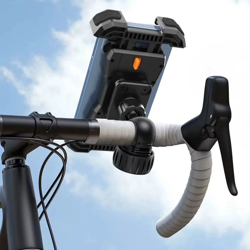 QX-25A Bicycle Handlebar Phone Mount 360 Degree Rotation Shockproof Navigation Holder for Motorcycle - Black