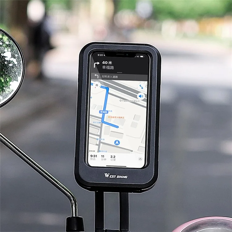 WEST BIKING YP0715057 Держатель для телефона на велосипед, водонепроницаемый, регулируемый по высоте, для мотоциклов, для езды на открытом воздухе