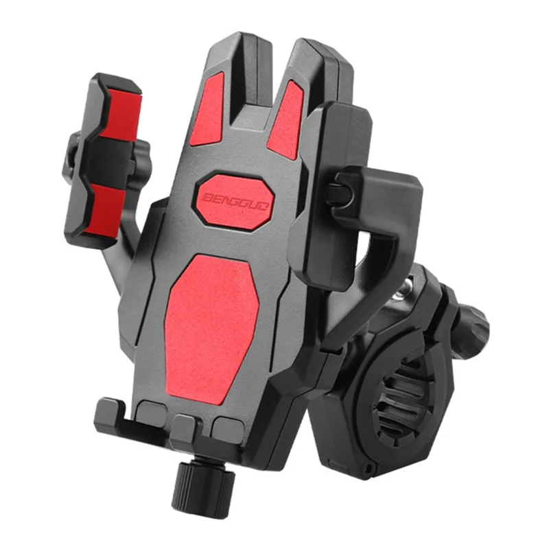 BENGGUO BG-1121 Motorcycle Handlebar Phone Holder Rotatable Knob ABS Anti-shock Phone Navigation Bracket - Red