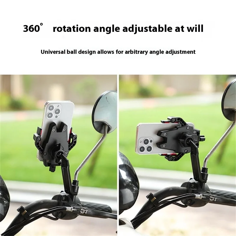 BENGGUO BG-1121 Motorcycle Handlebar Phone Holder Rotatable Knob ABS Anti-shock Phone Navigation Bracket - Red