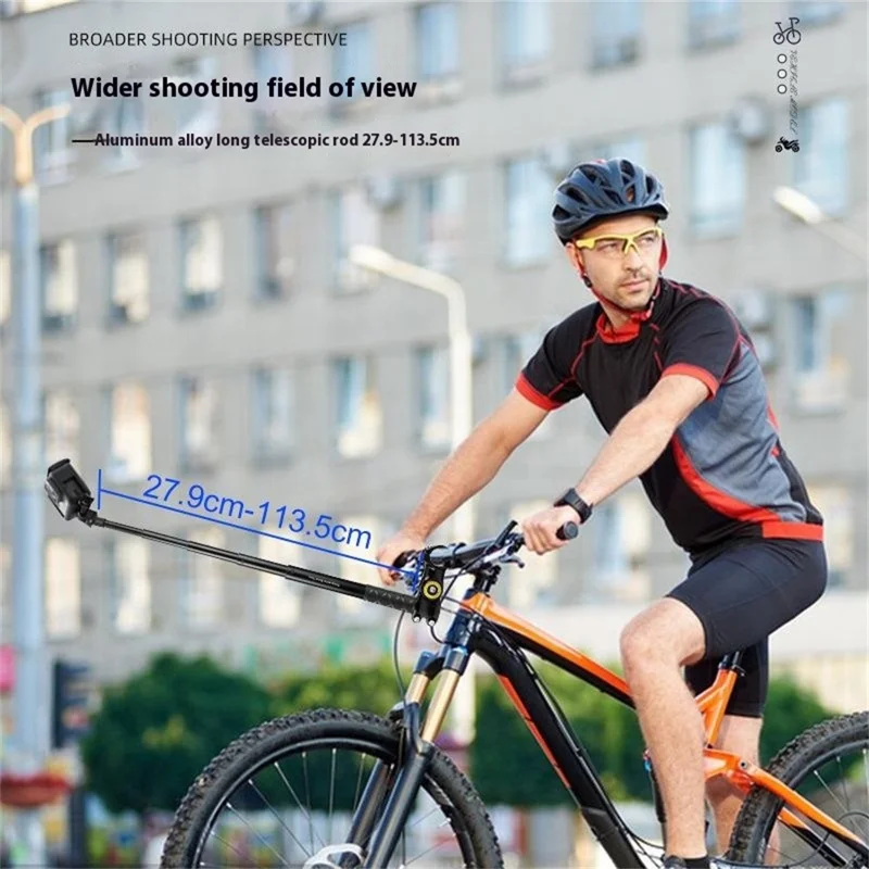 PULUZ PU817 Anti Shake Aluminum Alloy Motorcycle Bike Handlebar Mount Selfie Stick Compatible with Cameras