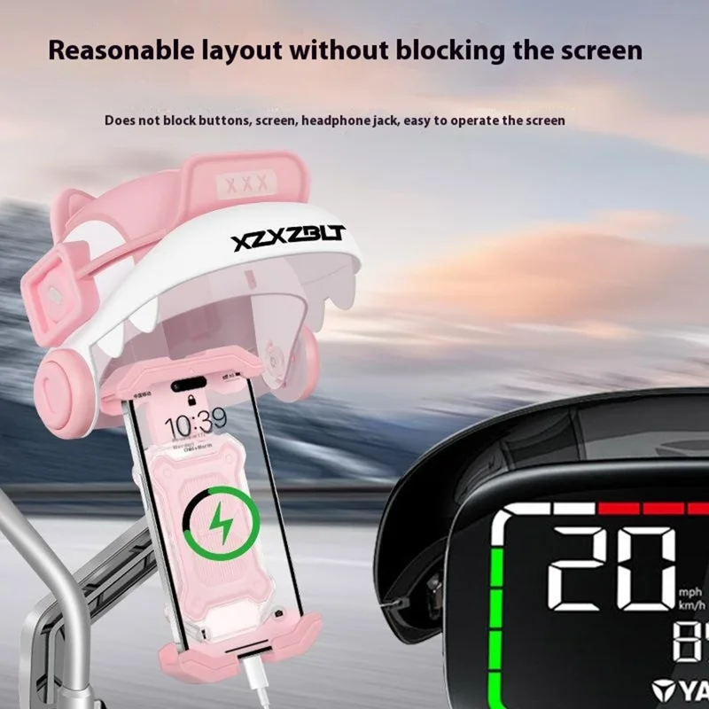 HW-KFM22 Motorcycle Bicycle Rearview Mirror Phone Mount Electric Bike Scooter Navigation Holder - Blue
