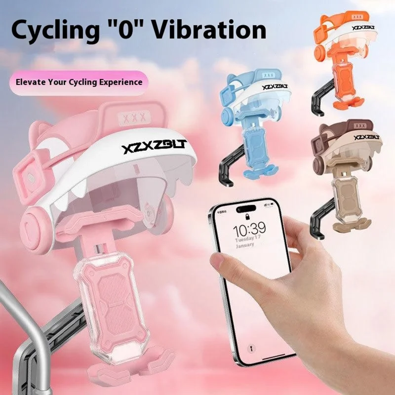 HW-KFM22 Motorcycle Bicycle Rearview Mirror Phone Mount Navigation Holder with Helmet Design Sun Rain Cover - Pink