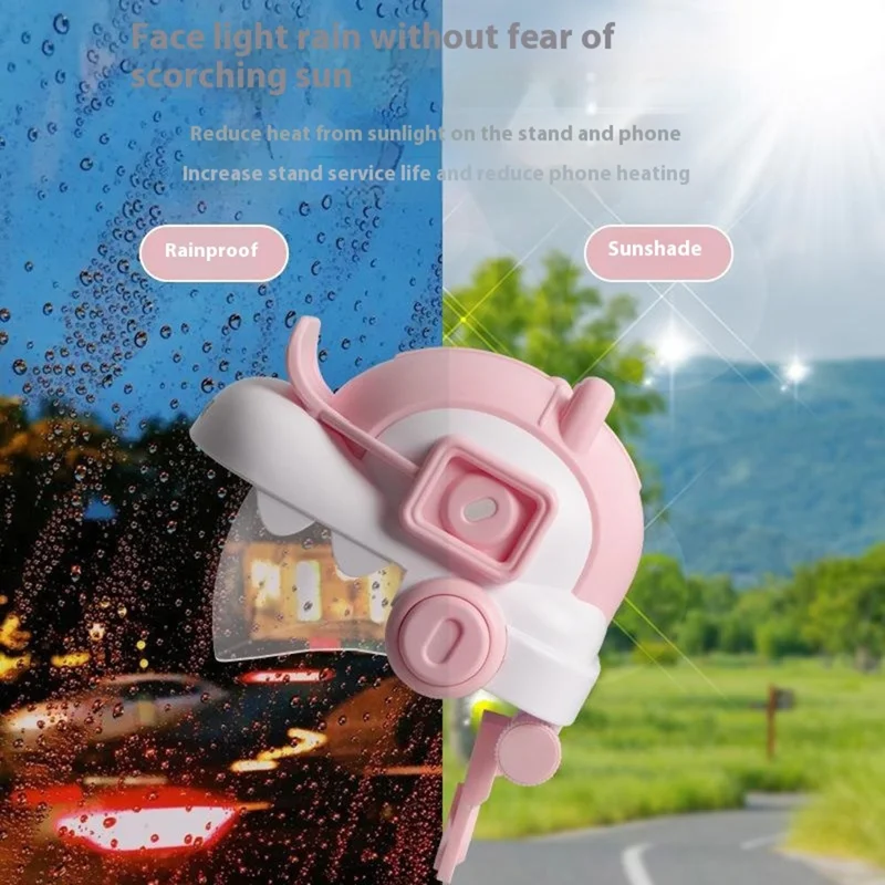 HW-KFM22 Motorcycle Bicycle Rearview Mirror Phone Mount Navigation Holder with Helmet Design Sun Rain Cover - Pink