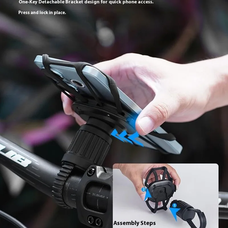 Support de téléphone pour vélo GUB P16 rotatif et amovible en silicone pour vélo, vélo électrique et scooter - Noir