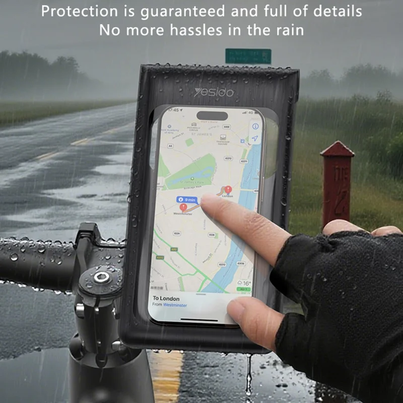 YESIDO C333 360 Degree Rotation Phone Holder Waterproof Bag for Bicycle Electric Bike Handlebar Mount