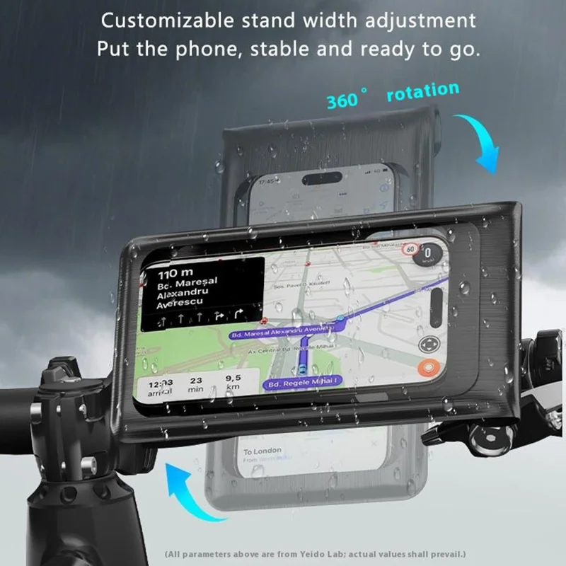 YESIDO C333 360 Degree Rotation Phone Holder Waterproof Bag for Bicycle Electric Bike Handlebar Mount