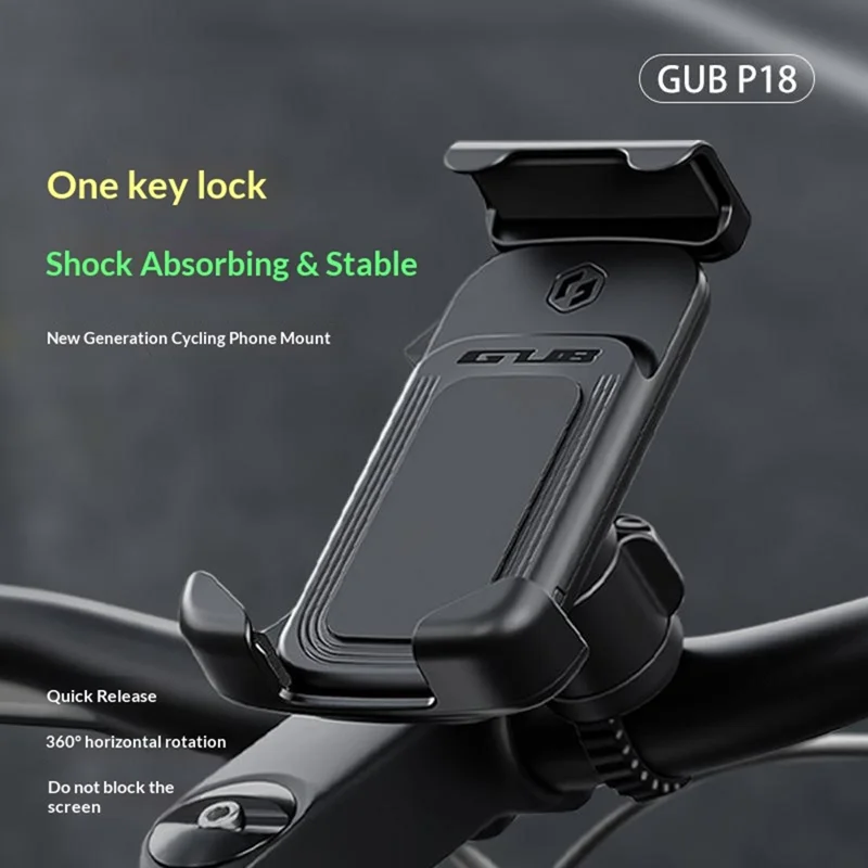 GUB P18 Roteerbare telefoonhouder voor fiets / E-bike / Scooter, schokabsorberend, snelkoppelingshoudertje voor mobiele telefoon