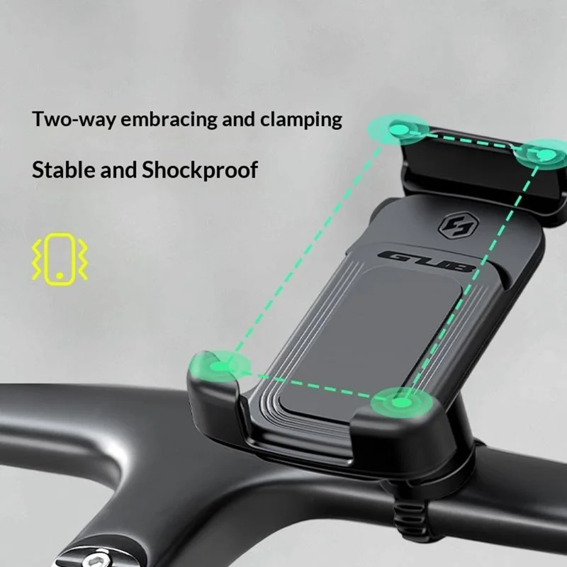 GUB P18 Roteerbare telefoonhouder voor fiets / E-bike / Scooter, schokabsorberend, snelkoppelingshoudertje voor mobiele telefoon
