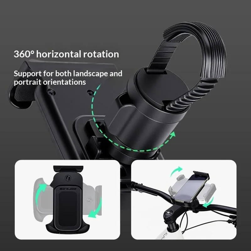 GUB P18 Roteerbare telefoonhouder voor fiets / E-bike / Scooter, schokabsorberend, snelkoppelingshoudertje voor mobiele telefoon