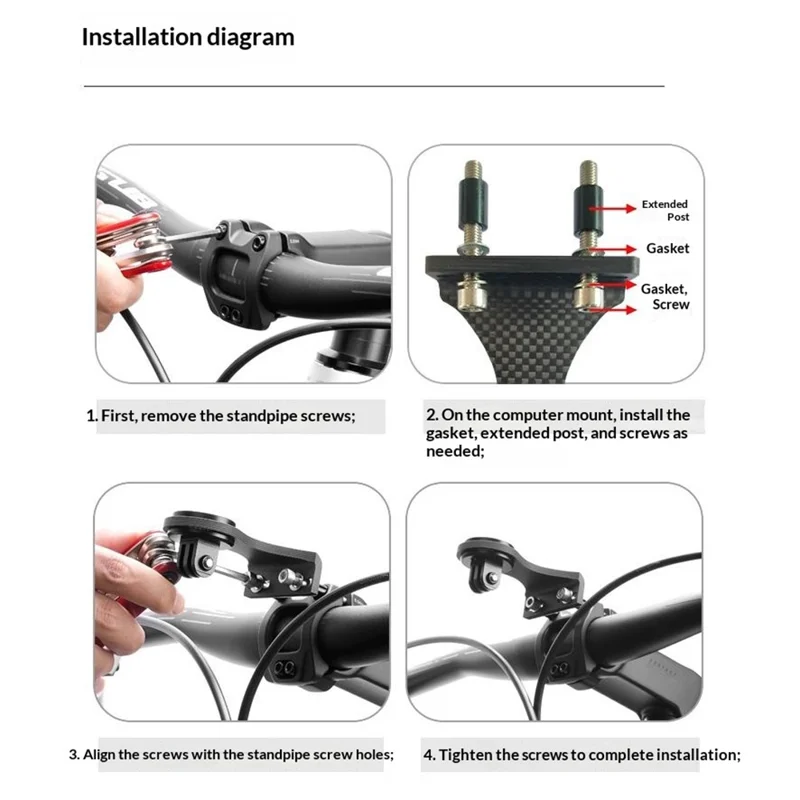 GUB 693 Multifunktions-Carbon-Fahrrad-Computer-Erweiterungshalterung für Garmin Cateye Wahoo Bryton Magene