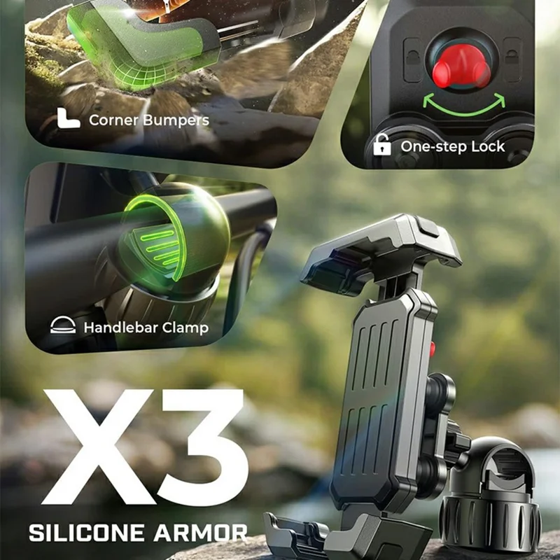 LISEN A701 Bike Phone Mount Shockproof Motorcycle Handlebar Phone Holder for Bicycle Scooter