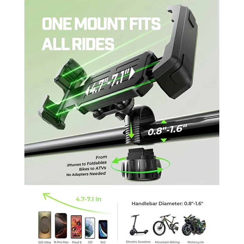 LISEN A701 Bike Phone Mount Shockproof Motorcycle Handlebar Phone Holder for Bicycle Scooter