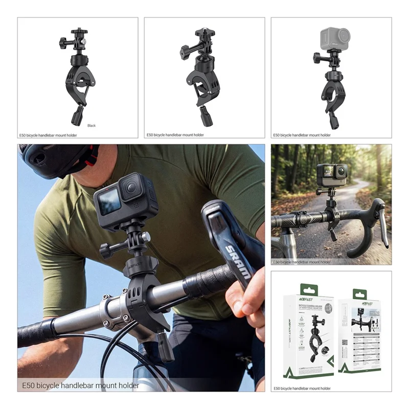 ACEFAST E50 Cykelkarmhållare 360-graders rotation för actionkameror digitala kameror