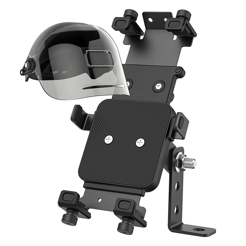 Metal Adjustable Phone Holder Magnetic Charging IPX8 Waterproof with Sunshade Cap for Motorcycle - Black