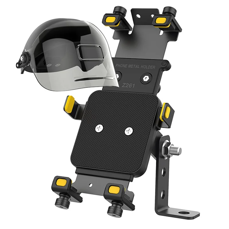 Metal Adjustable Phone Holder Magnetic Charging IPX8 Waterproof with Sunshade Cap for Motorcycle - Yellow