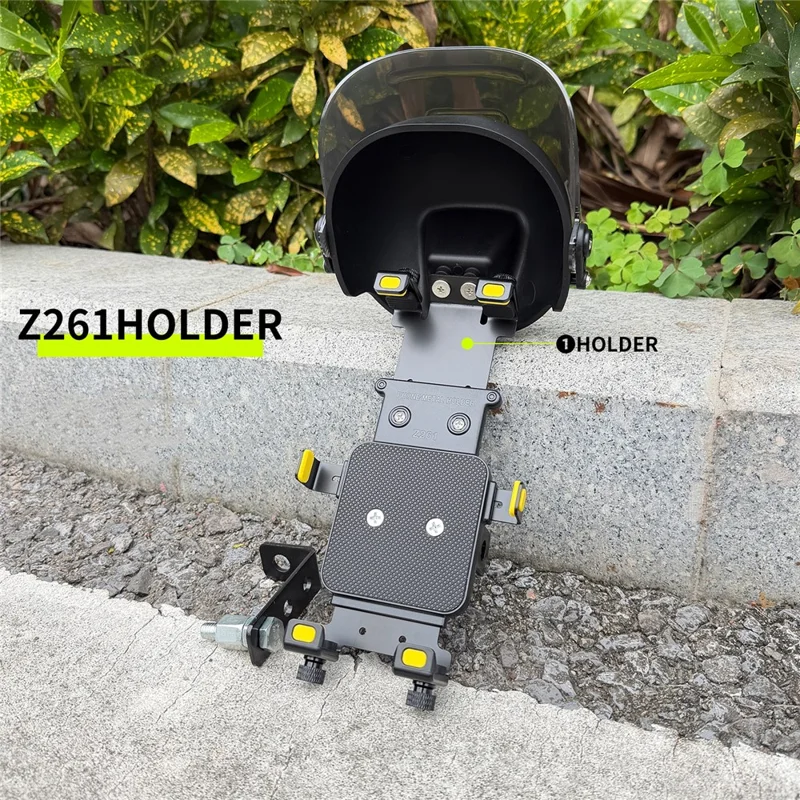 Metal Adjustable Phone Holder Magnetic Charging IPX8 Waterproof with Sunshade Cap for Motorcycle - Yellow