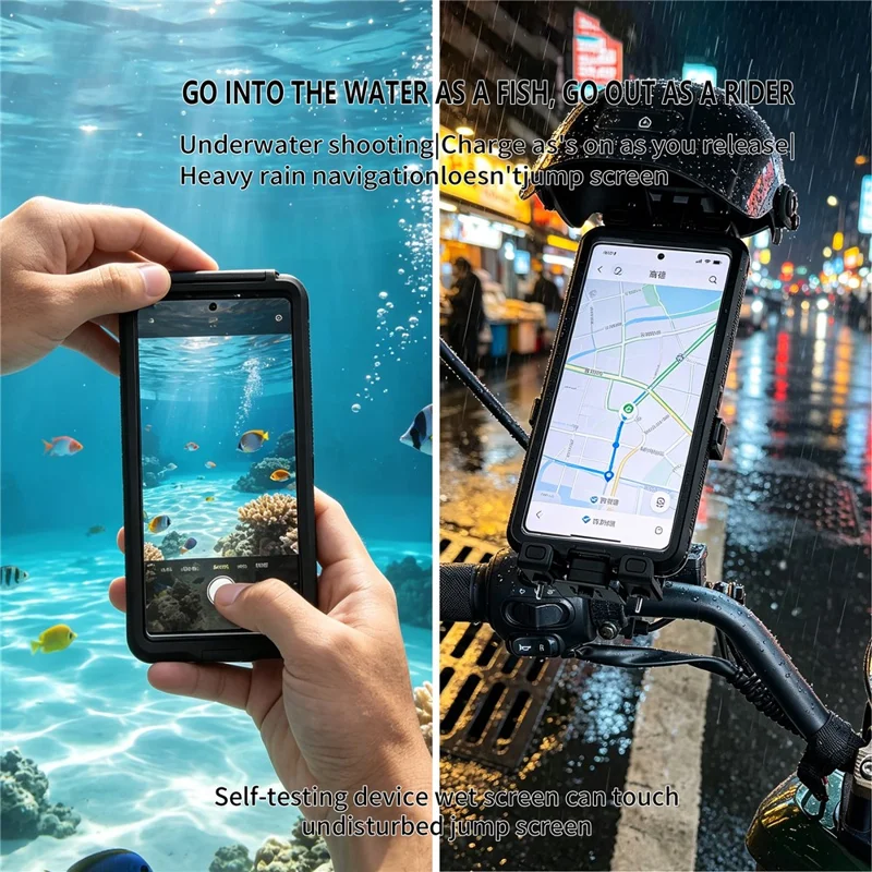 Metal Adjustable Phone Holder Magnetic Charging IPX8 Waterproof with Sunshade Cap for Motorcycle - Yellow