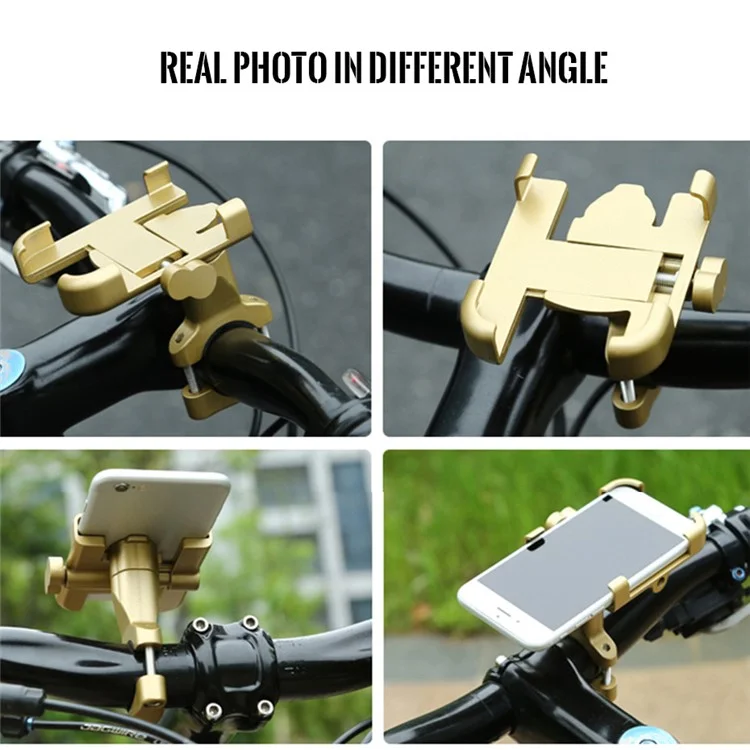 C1 Aluminum Alloy Bike Phone Holder Rotatable Bicycle Handlebar Mount Cellphone Bracket - Black