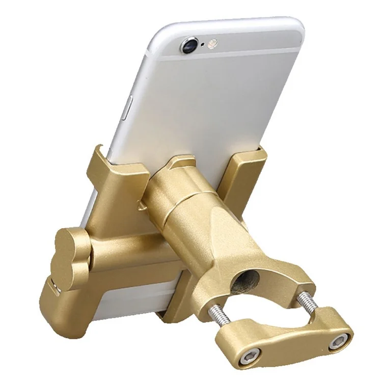 C1 Aluminum Alloy Bike Phone Holder Rotatable Bicycle Handlebar Mount Cellphone Bracket - Gold