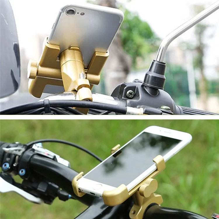 C1 Aluminum Alloy Bike Phone Holder Rotatable Bicycle Handlebar Mount Cellphone Bracket - Gold