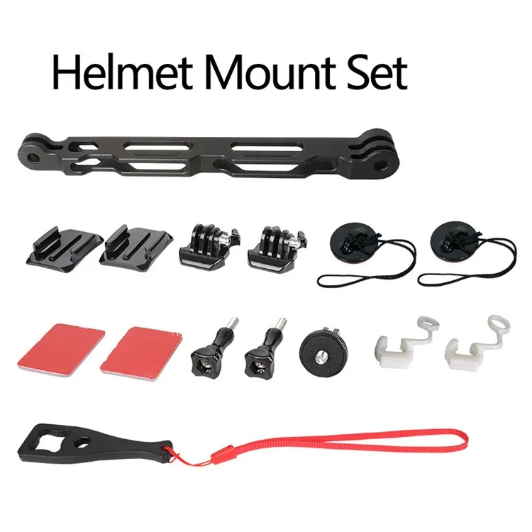 For Insta360 Action Camera Aluminum Alloy Helmet Bracket Mount Set with Extension Arm