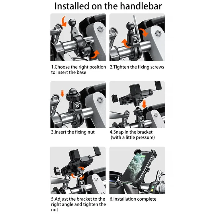 KEWIG M11 4-Claw Bicycle Phone Mount Quick Release Handlebar Phone Holder for 3.5-6.5 inch Mobile Phones